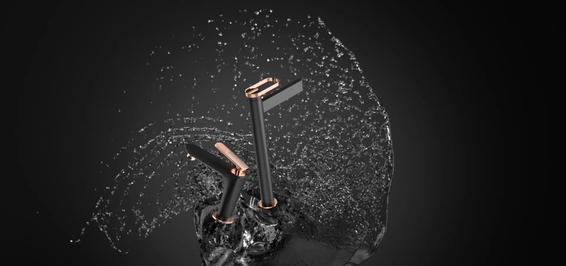 Faucets in a contemporary bathroom setting